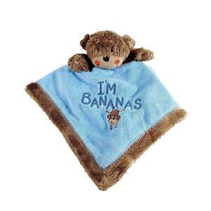 Carters MONKEY I’m Bananas Satin Back Security Blanket Blue  Lovey